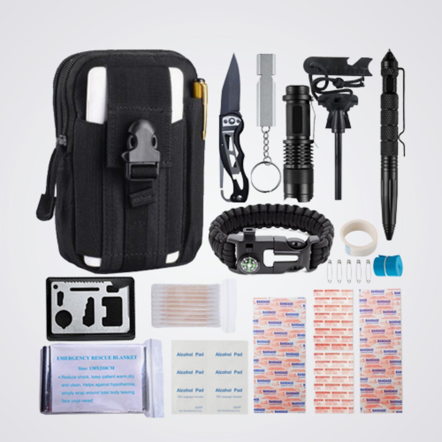 Emergency Survival Kit – All-in-One Outdoor & Disaster Preparedness Pack for Camping, Hiking & Emergencies